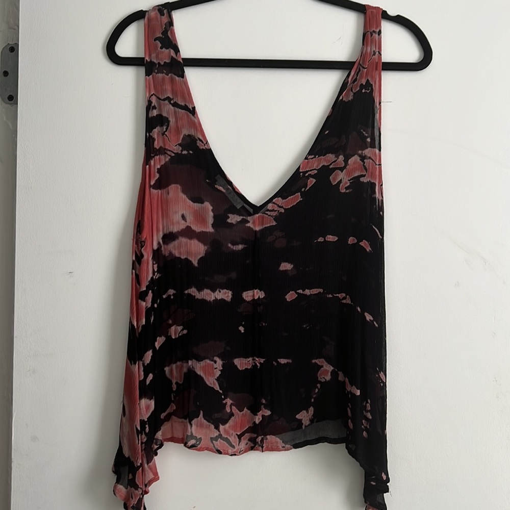 Black sheer tie dye tank